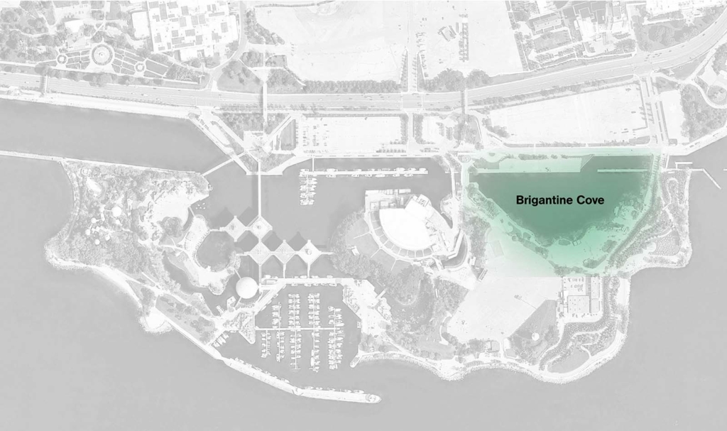 Site map of Ontario Place with Brigantine Cove highlighted