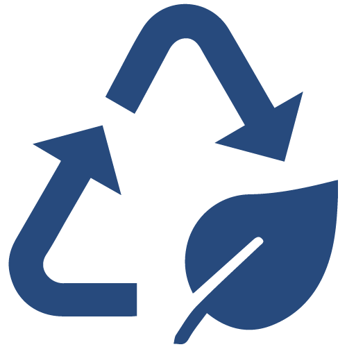 Graphic of recycle symbol with a leaf 