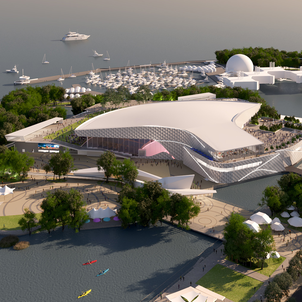 Rendering of an amphitheater at Ontario Place