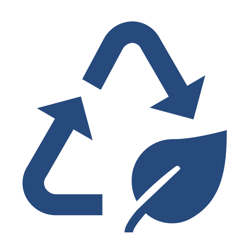 Symbole de recyclage avec une feuille.  