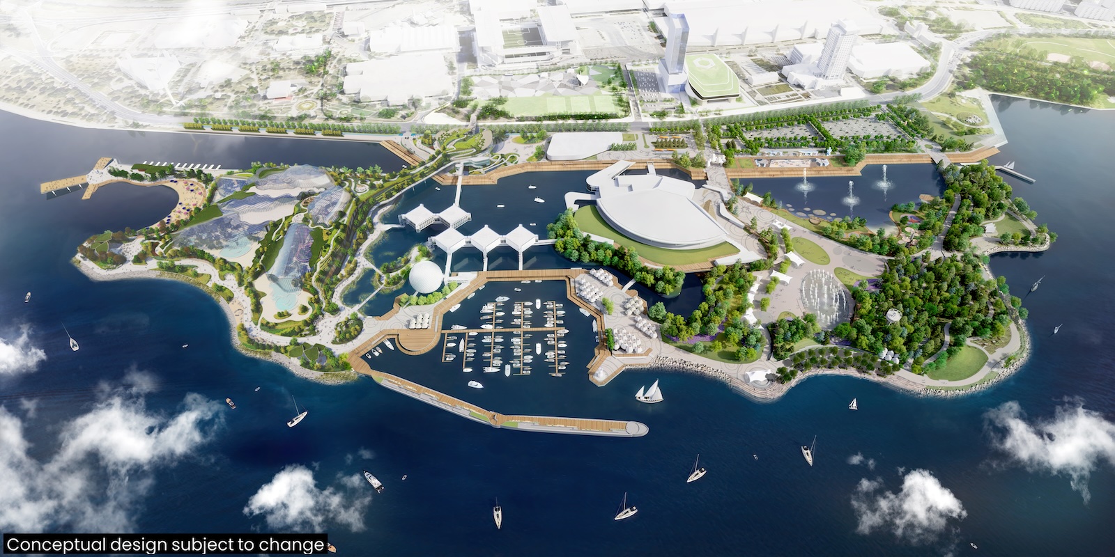 The recommended design concept for Ontario Place (subject to change).