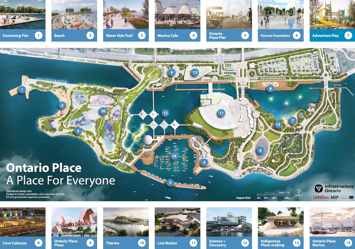 Conceptual design for Ontario Place (subject to change).