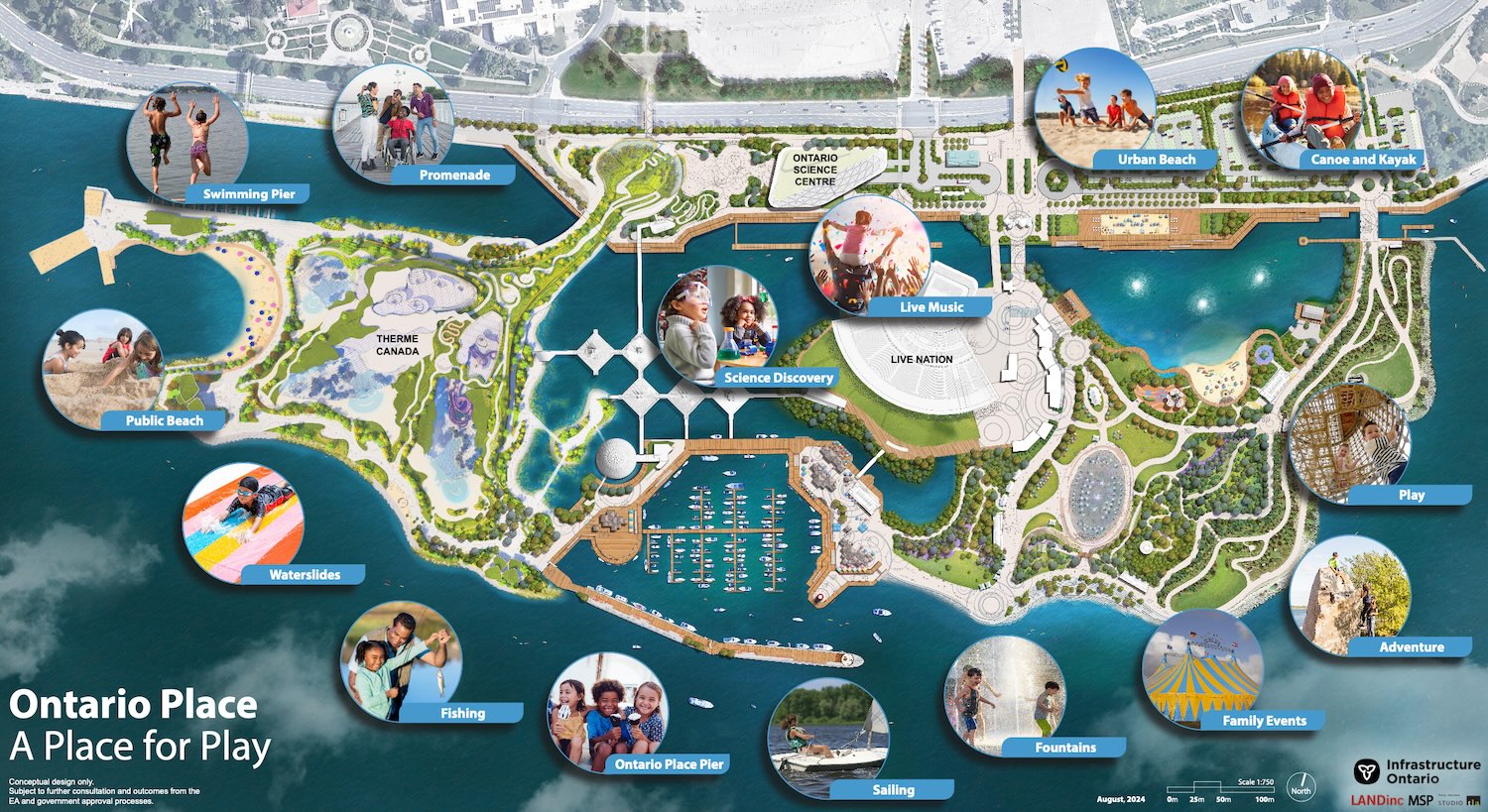 Conceptual design for Ontario Place (subject to change).