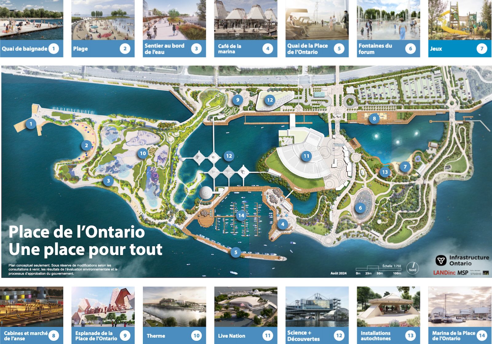 Plan conceptuel de la Place de l’Ontario. Sous réserve de modifications.